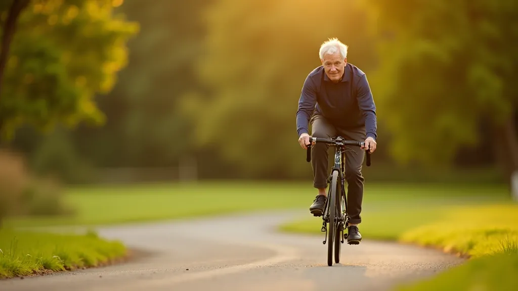 Cyclist demonstrating proper hand positioning and posture while navigating a gentle curve on the greenway